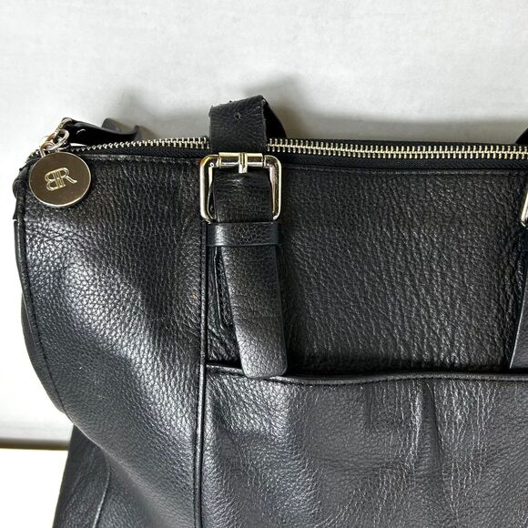 Banana Republic Black Leather Commuter Career Tote Bag - Picture 3 of 14